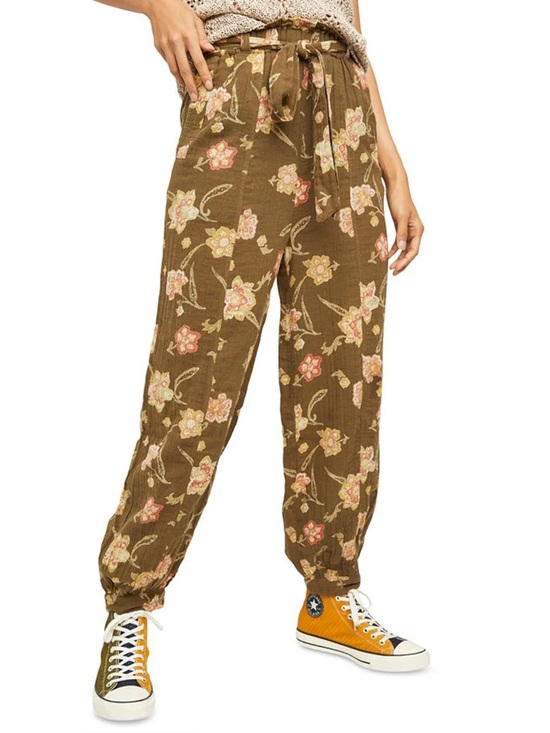 Free People Pants - Free people in the midnight hour floral print paper bag waist pants - No belt